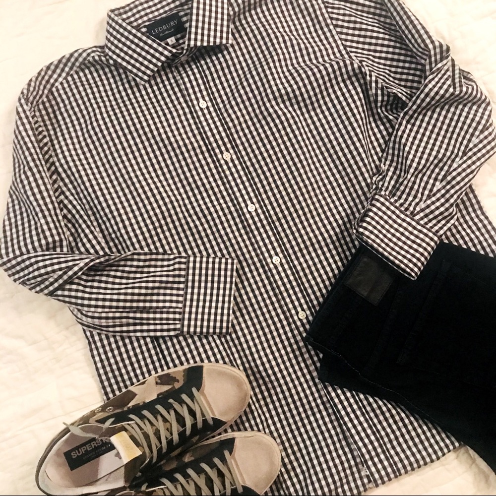 Ledbury - Luxury Black Check Dress Shirt - Size 18